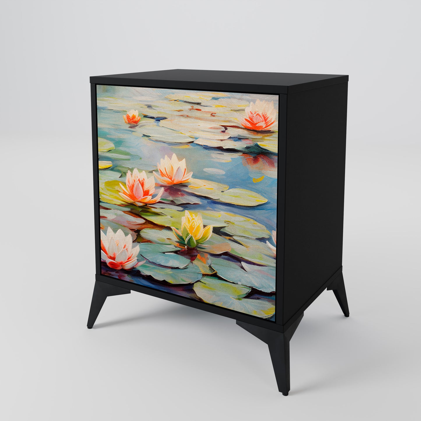 BLOOMING WATERS 1-Door Sideboard in Black Finish