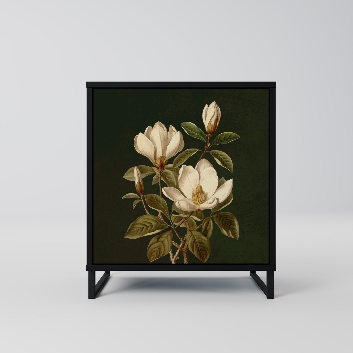 Credenza FLORAL NOIR a 1 anta con finitura nera