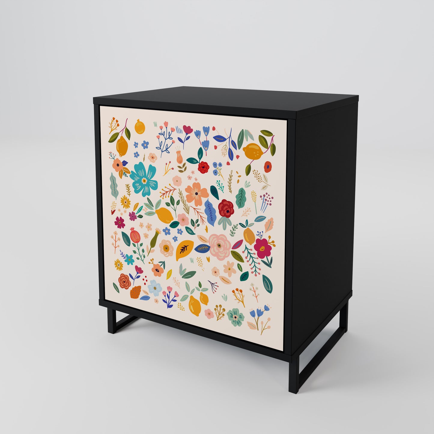 Credenza a 1 anta FLORAL COMBINATION con finitura nera