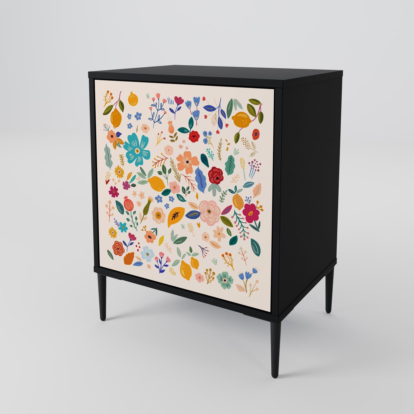 Credenza a 1 anta FLORAL COMBINATION con finitura nera