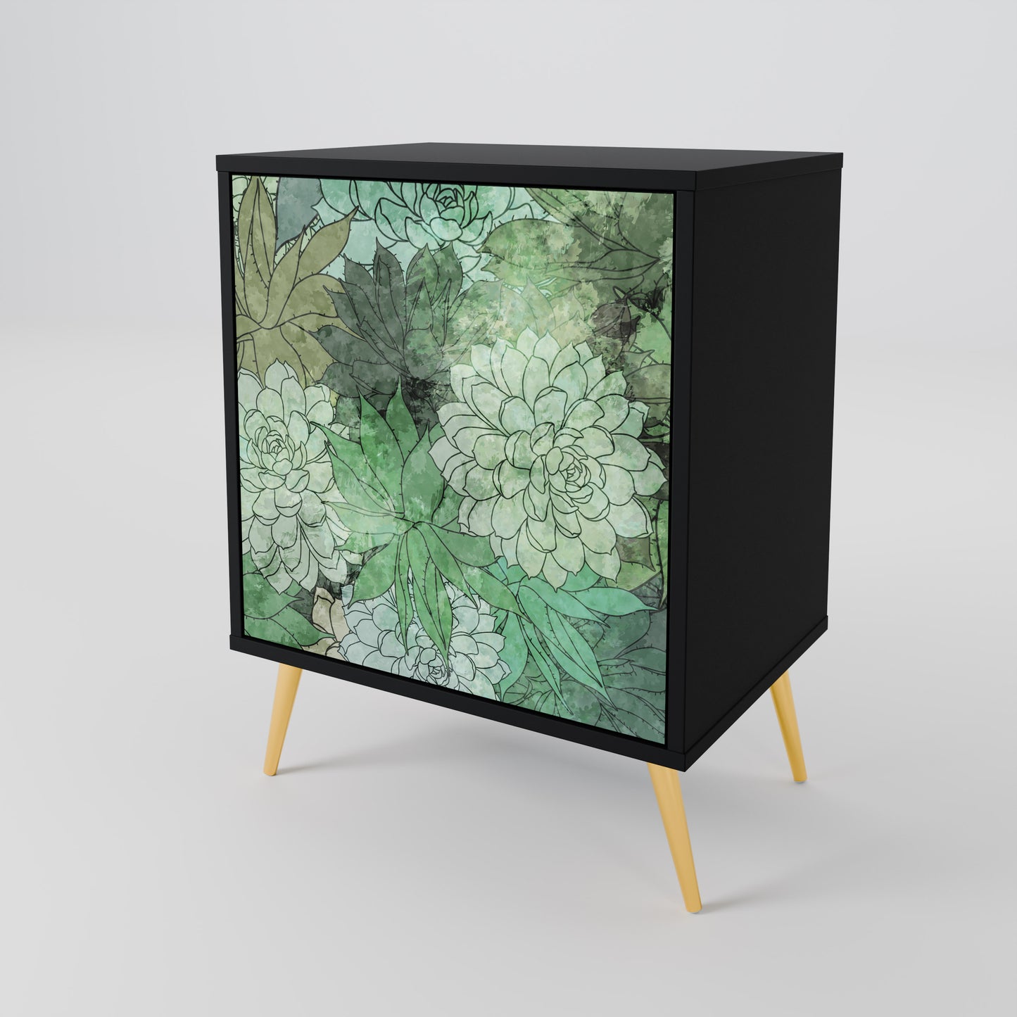 SUCCULENT CLUSTER 1-Door Sideboard in Black Finish