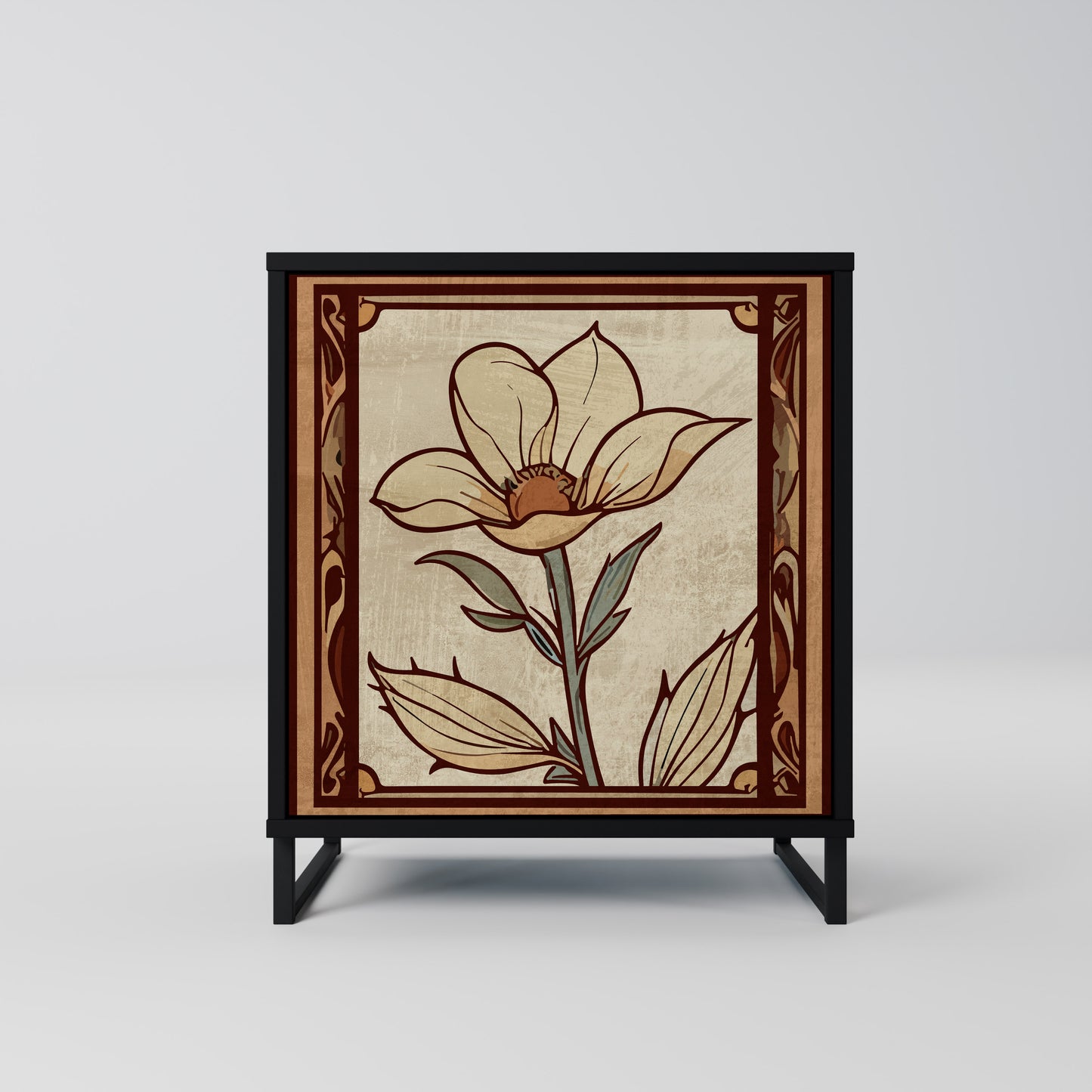 Credenza TIMELESS FLORA a 1 anta con finitura nera