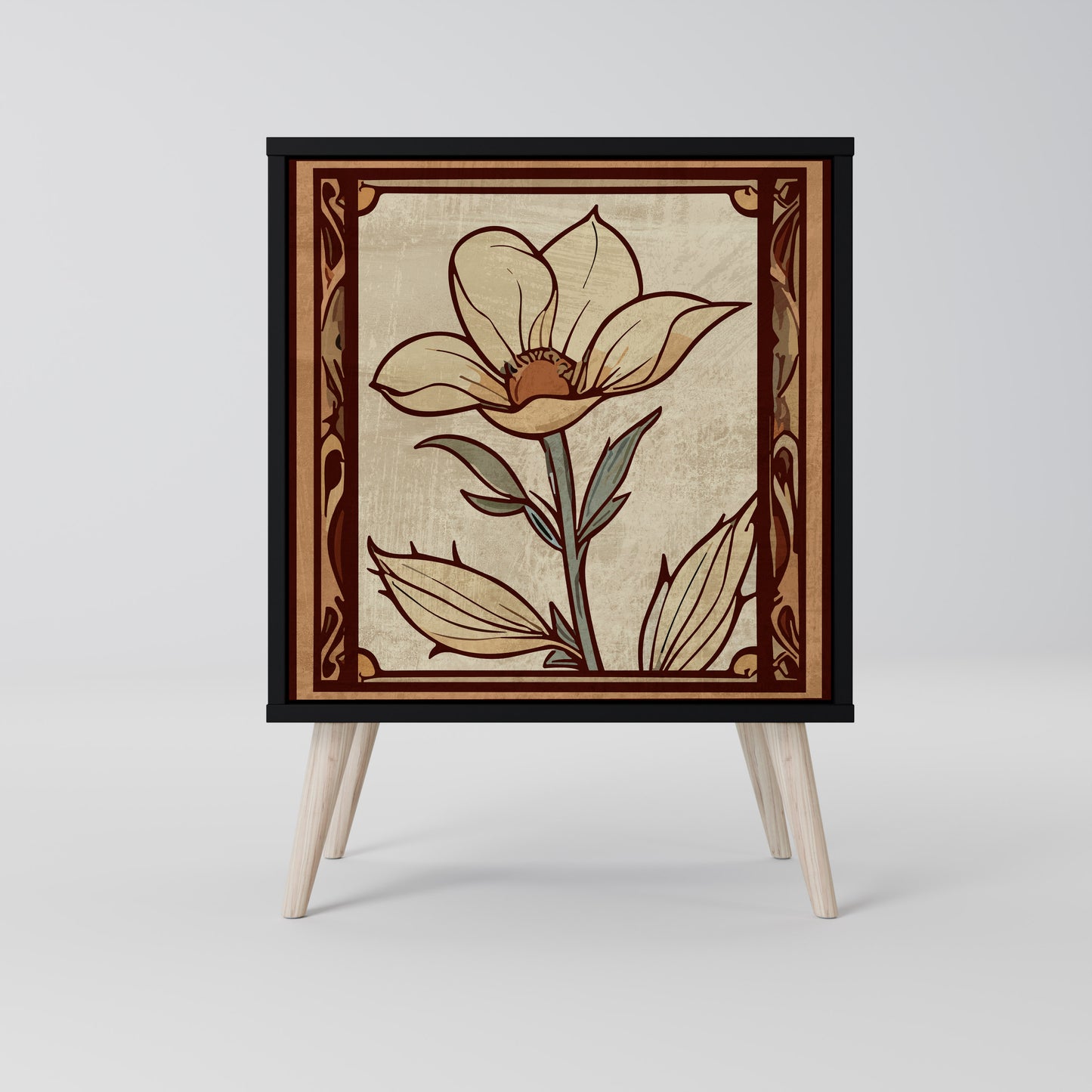 Credenza TIMELESS FLORA a 1 anta con finitura nera