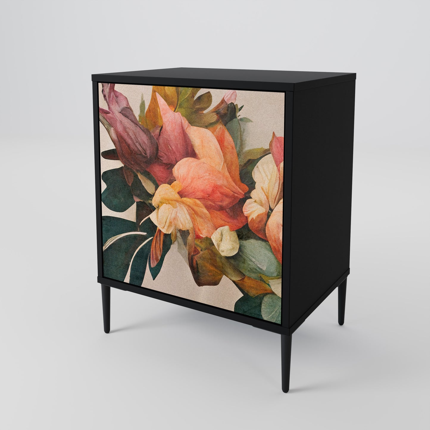 Credenza STYLISH BEAUTY a 1 anta con finitura nera