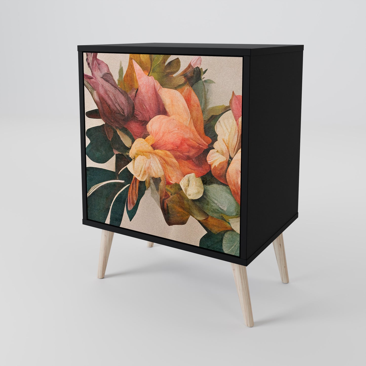 Credenza STYLISH BEAUTY a 1 anta con finitura nera