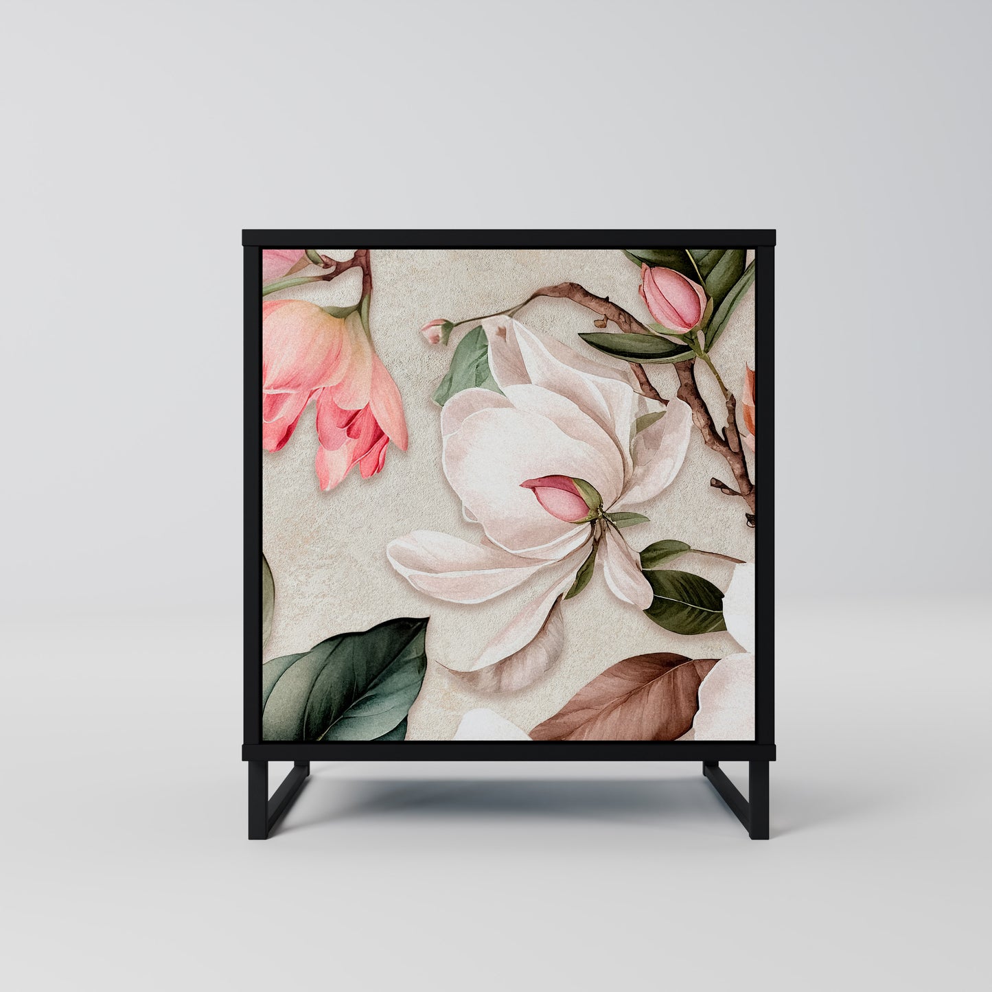 Credenza FLORAL GRACE a 1 anta con finitura nera