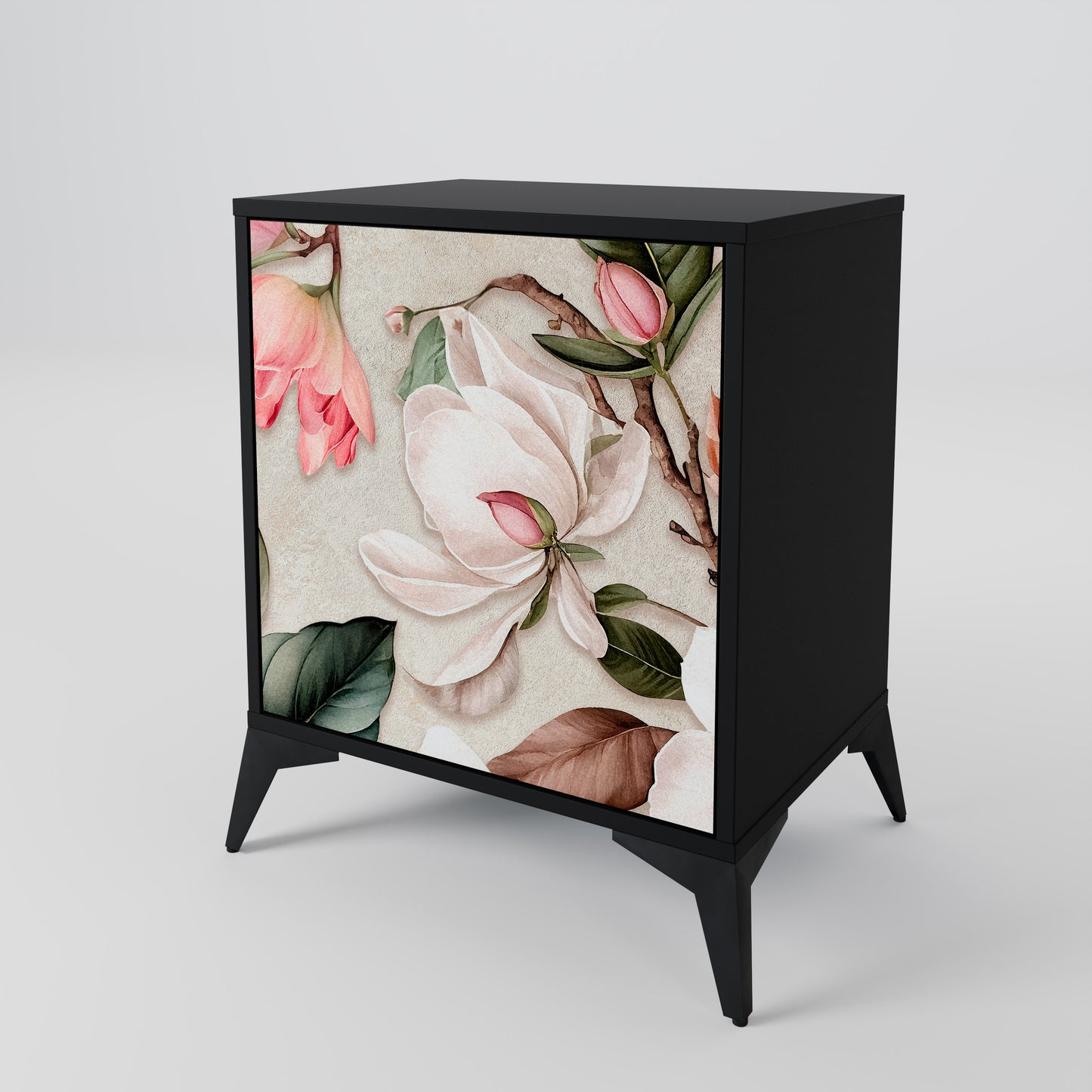 Credenza FLORAL GRACE a 1 anta con finitura nera