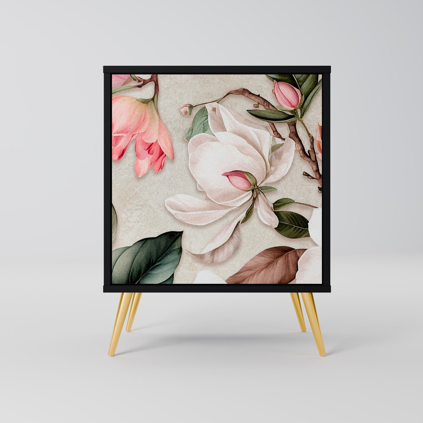 Credenza FLORAL GRACE a 1 anta con finitura nera