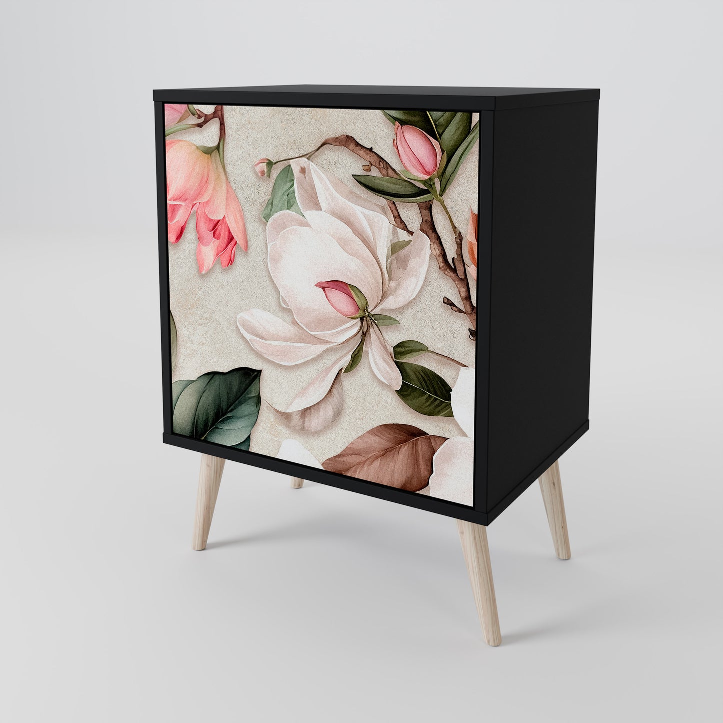 Credenza FLORAL GRACE a 1 anta con finitura nera