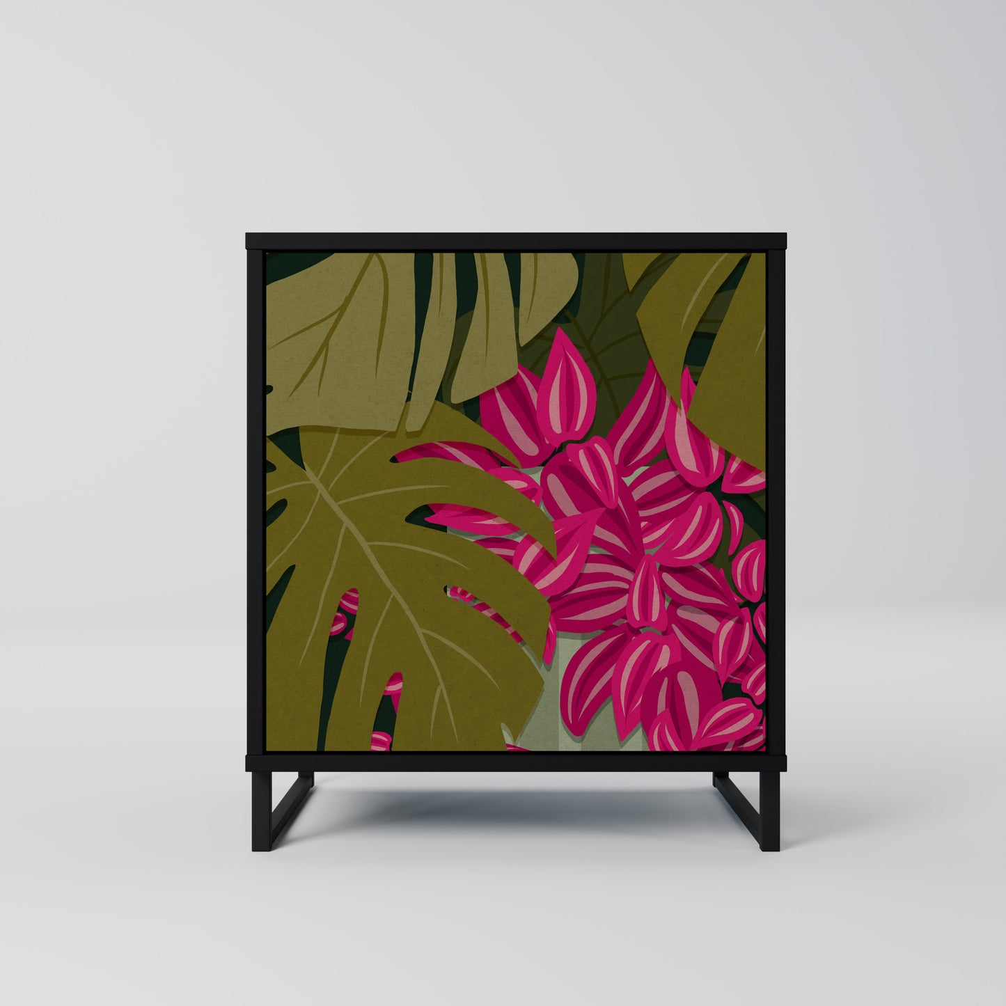 Credenza TROPICAL BEAUTY a 1 anta con finitura nera