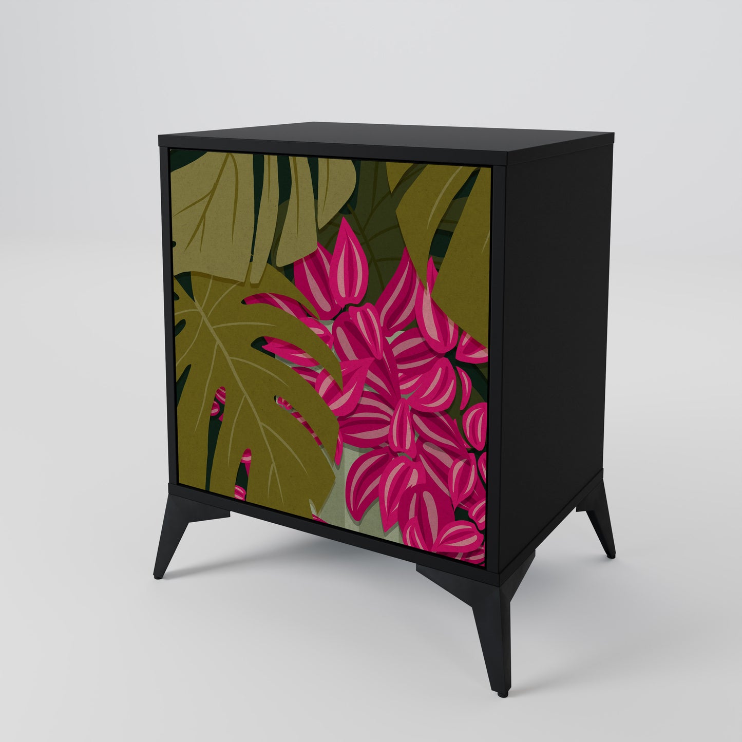 Credenza TROPICAL BEAUTY a 1 anta con finitura nera