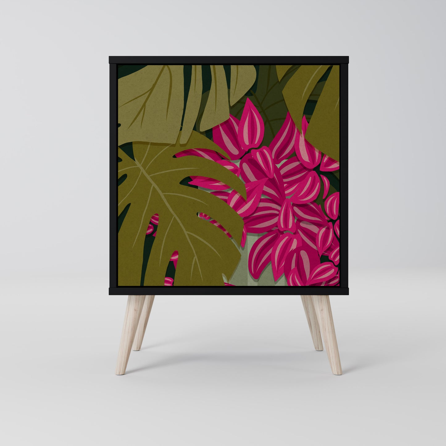 Credenza TROPICAL BEAUTY a 1 anta con finitura nera