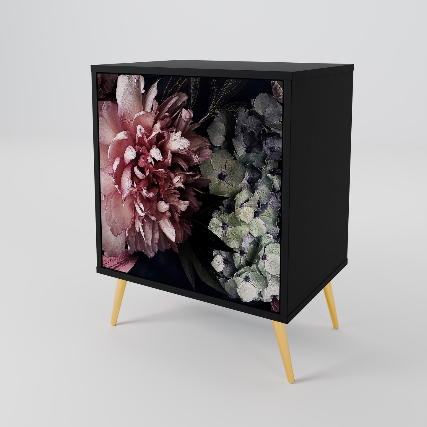 Credenza a 1 anta PURE BLOSSOM con finitura nera