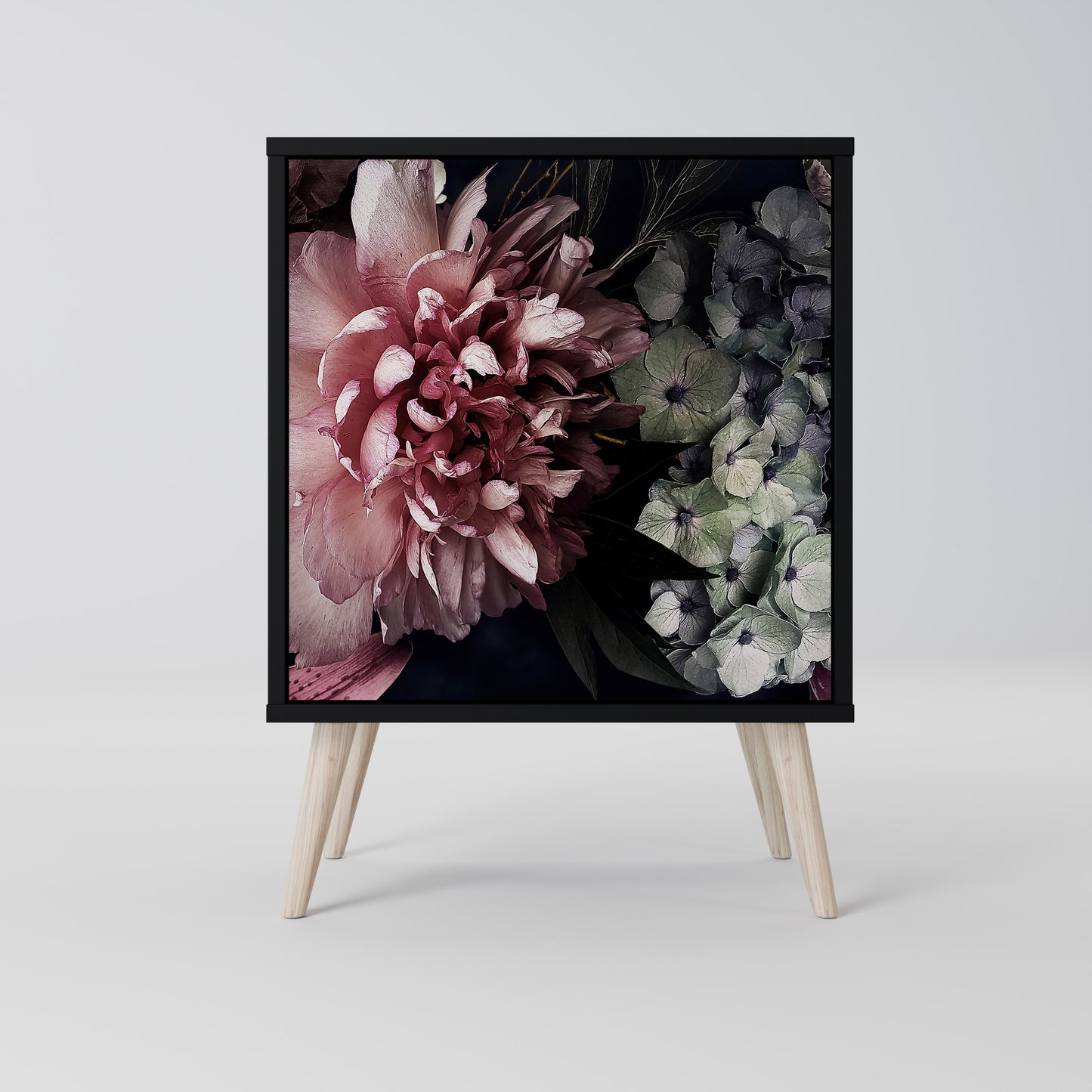 Credenza a 1 anta PURE BLOSSOM con finitura nera