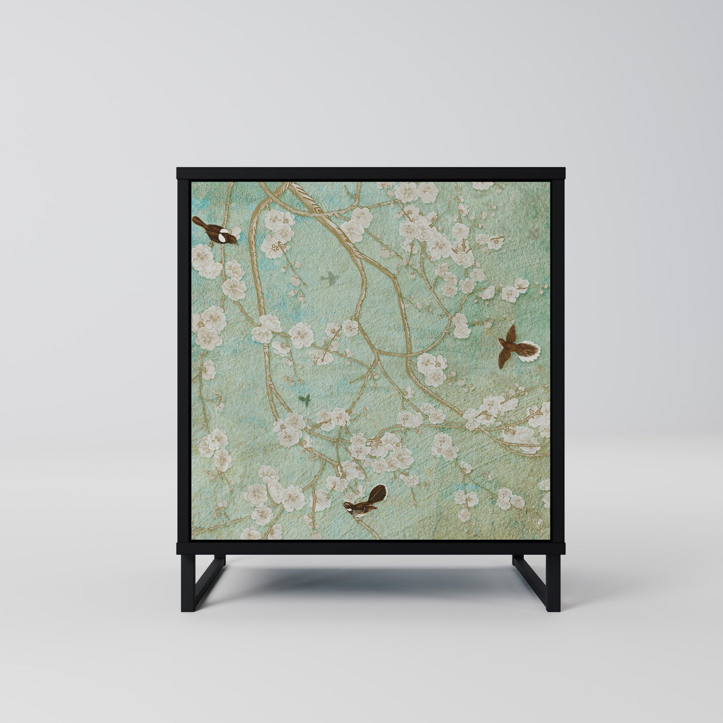 BLOOMING CHARM 1-Door Sideboard in Black Finish