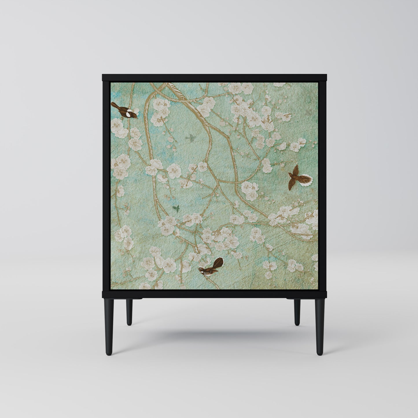 BLOOMING CHARM 1-Door Sideboard in Black Finish