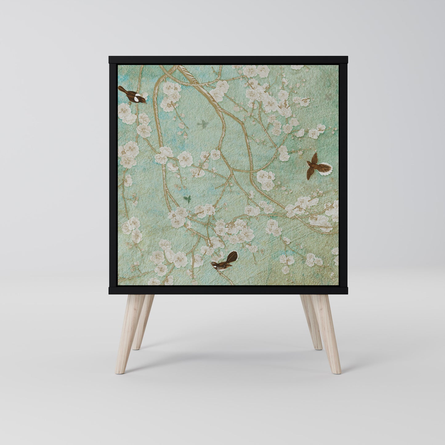 BLOOMING CHARM 1-Door Sideboard in Black Finish