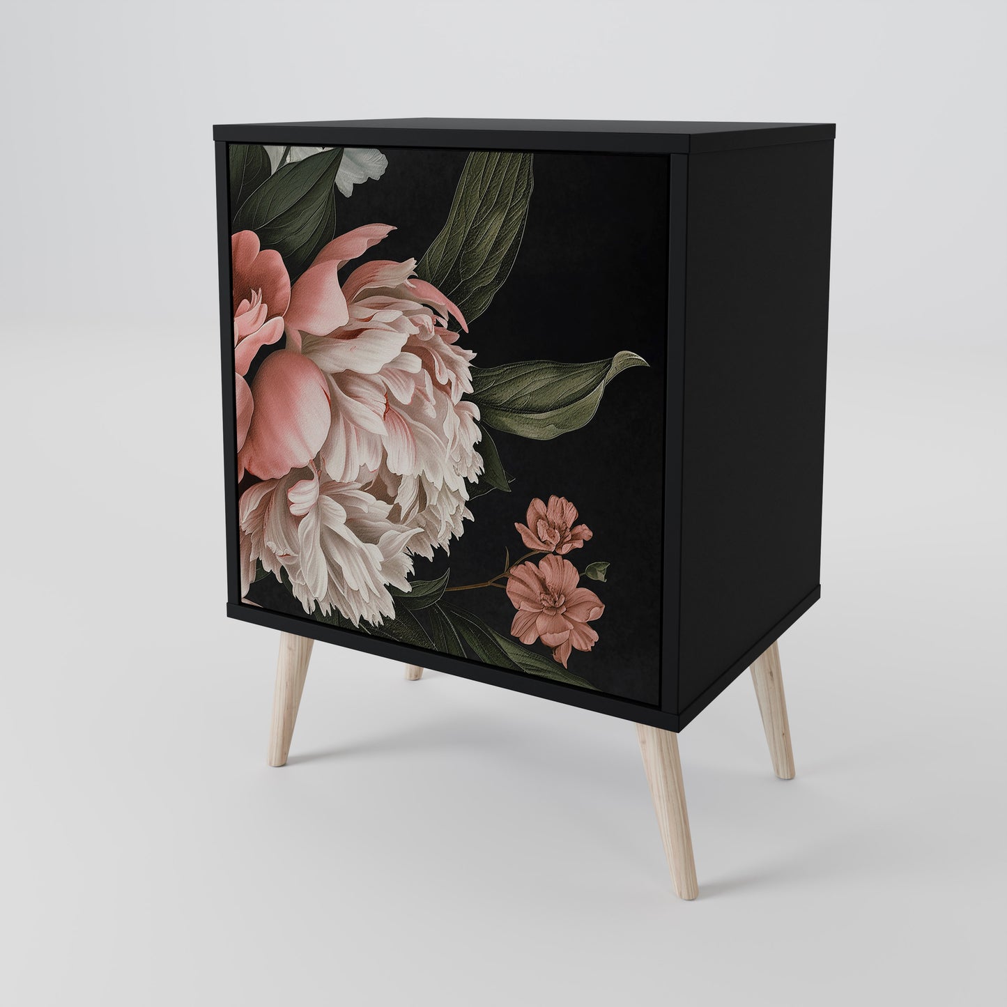 LUSH ELEGANCE 1-Door Sideboard in Black Finish