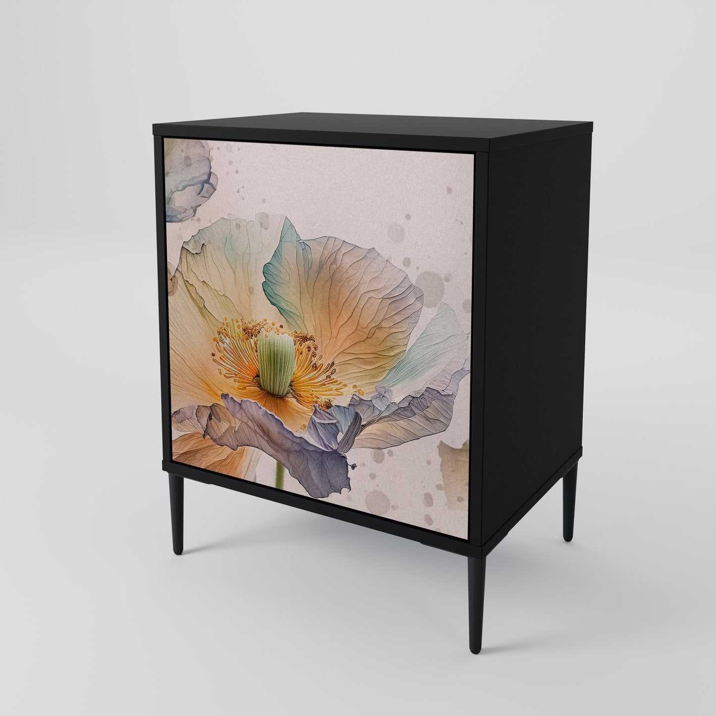 Credenza SOFTEN POPPY a 1 anta con finitura nera