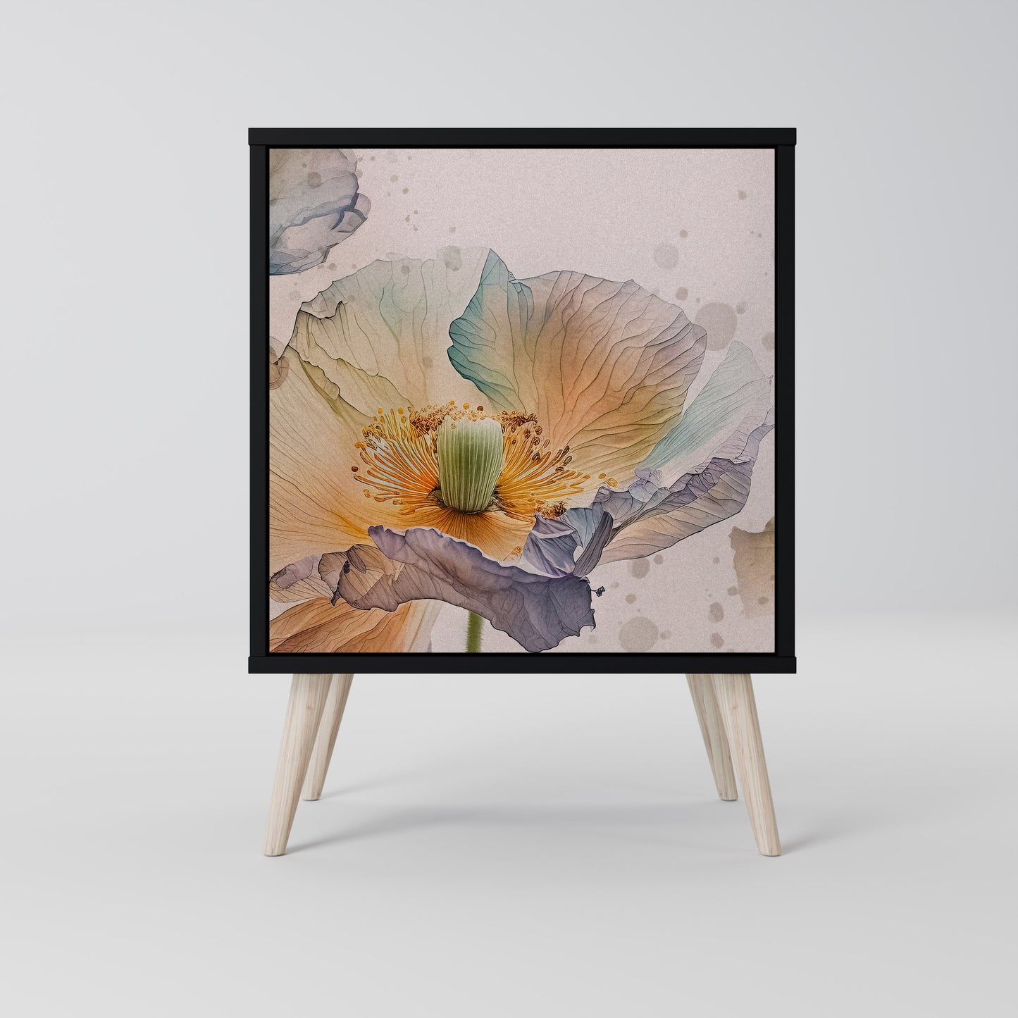 Credenza SOFTEN POPPY a 1 anta con finitura nera