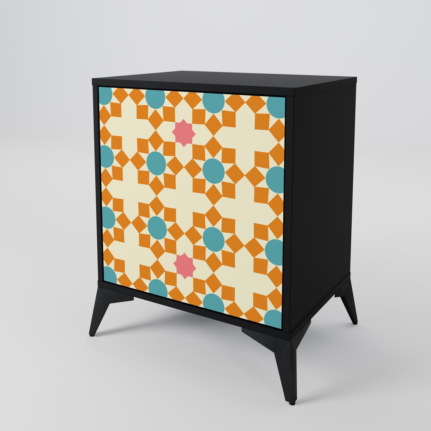 FLORAL DECOR 1-Door Sideboard in Black Finish