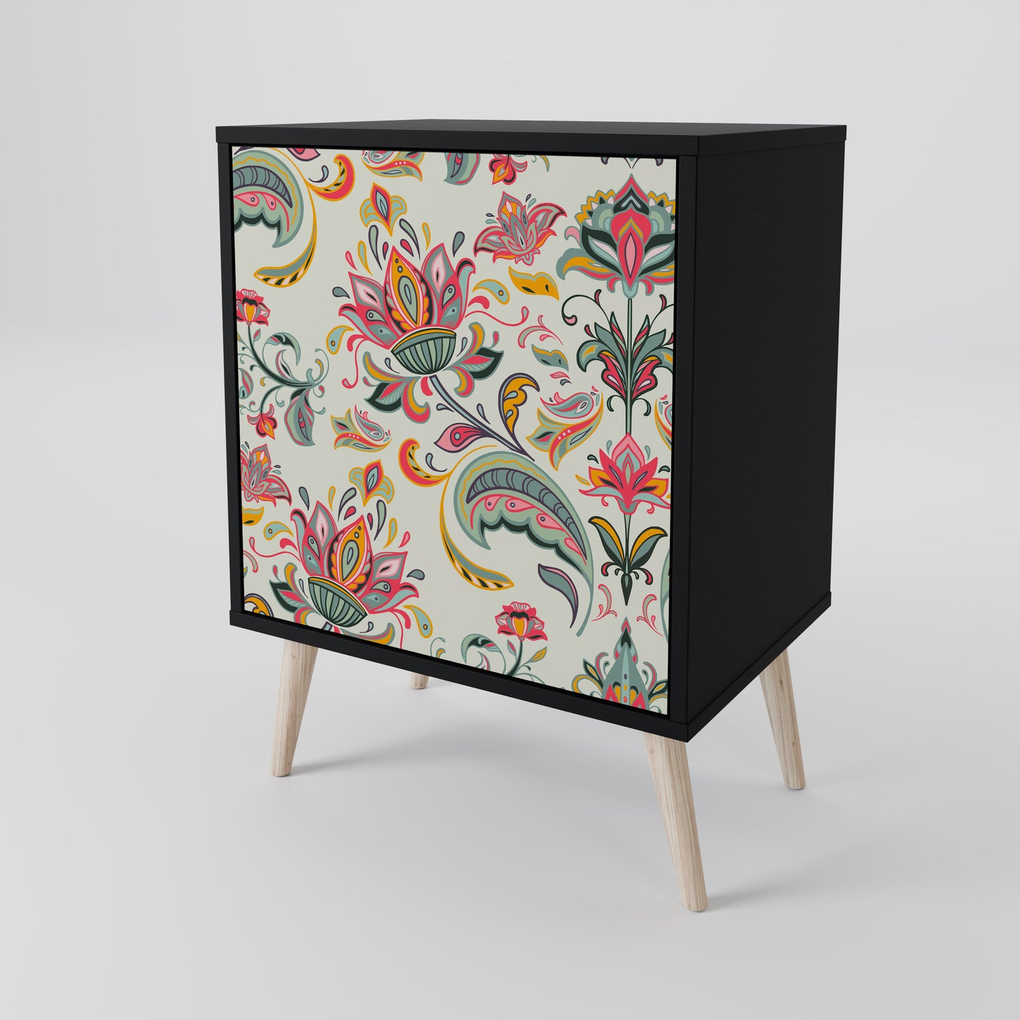 ORGANIC FOLKLORE 1-Door Sideboard in Black Finish