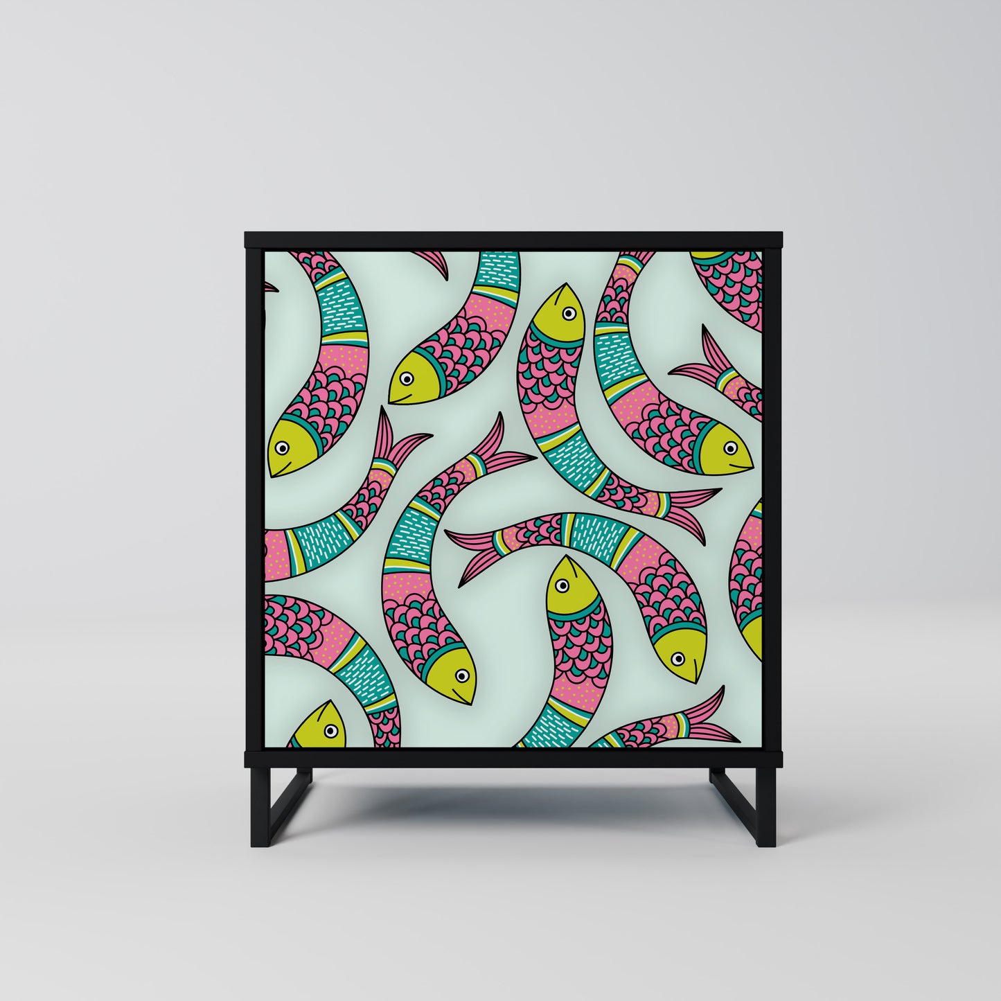 Credenza INDIAN FISH a 1 anta con finitura nera