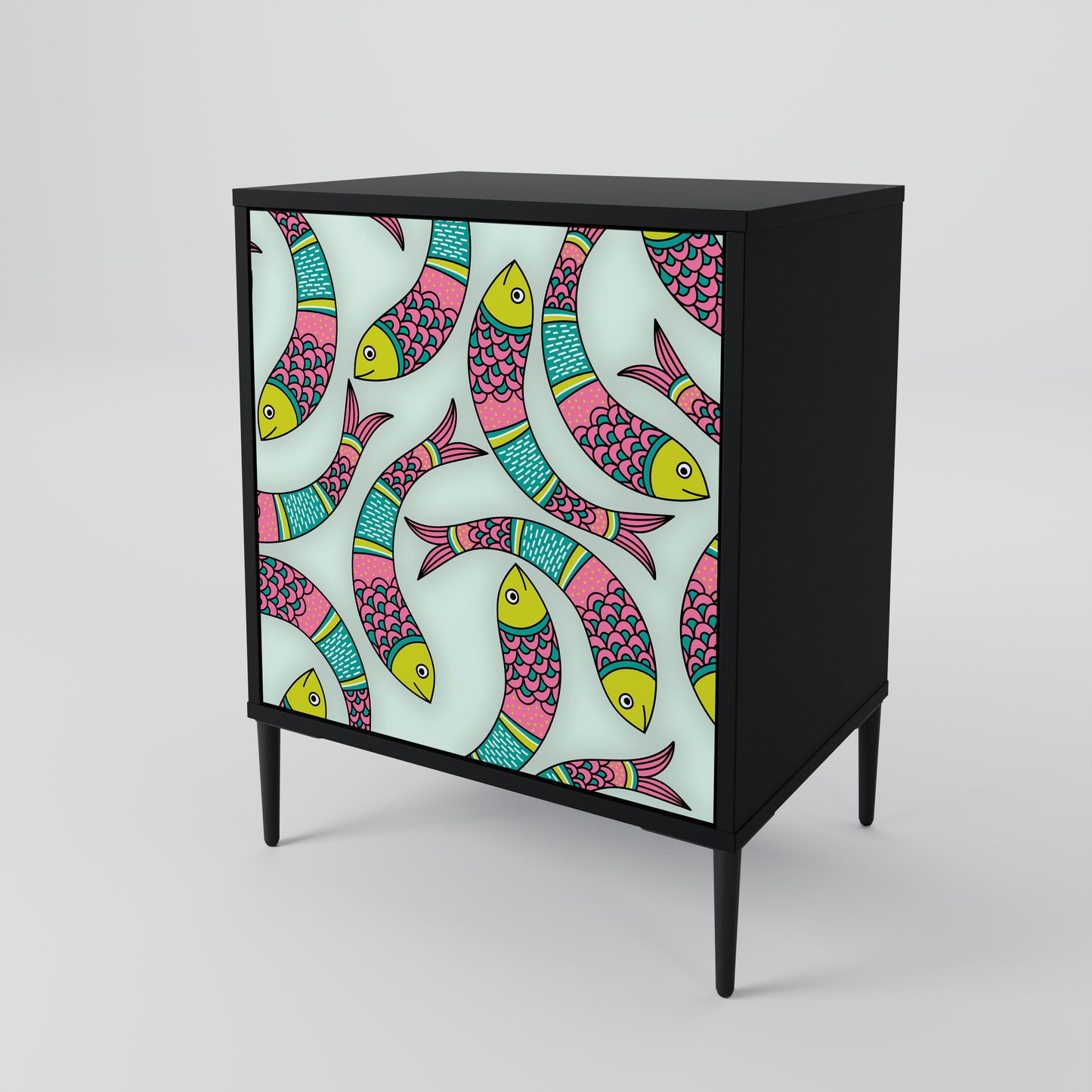 Credenza INDIAN FISH a 1 anta con finitura nera