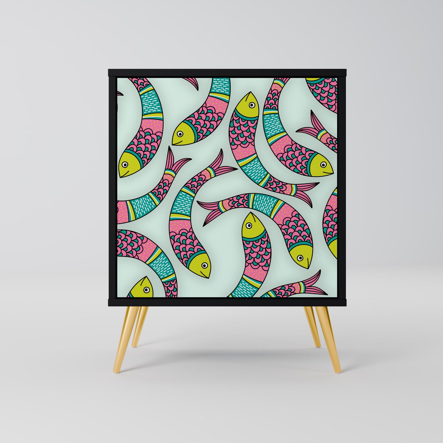 Credenza INDIAN FISH a 1 anta con finitura nera