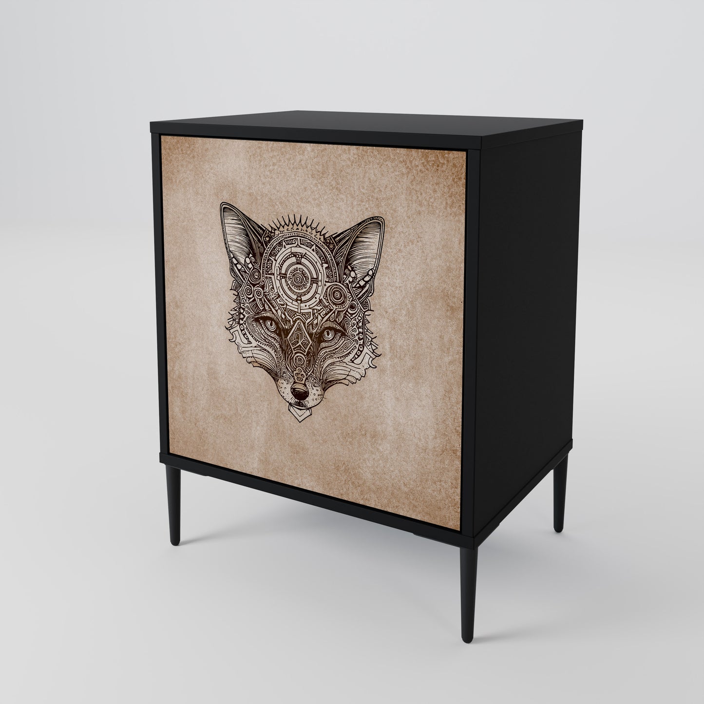 STEAMPUNK CLAN 1-Door Sideboard in Black Finish