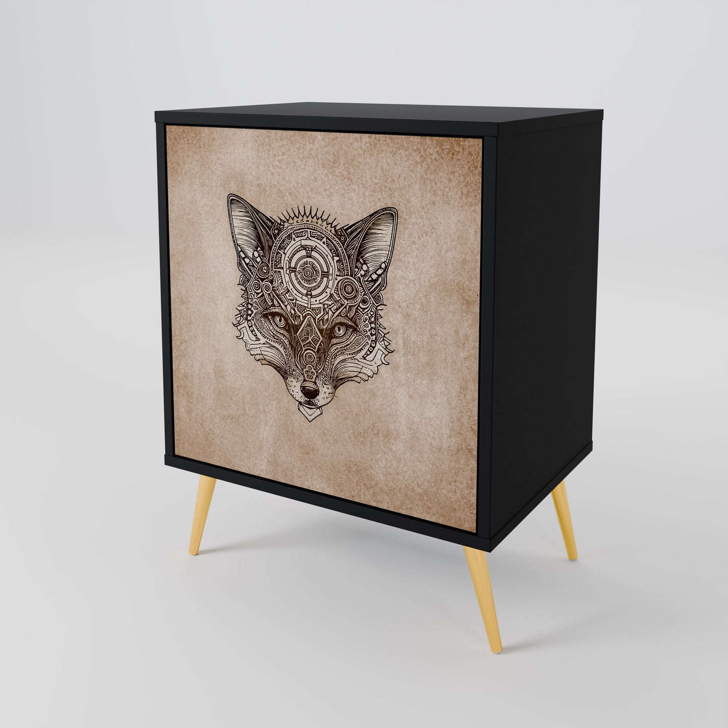 STEAMPUNK CLAN 1-Door Sideboard in Black Finish