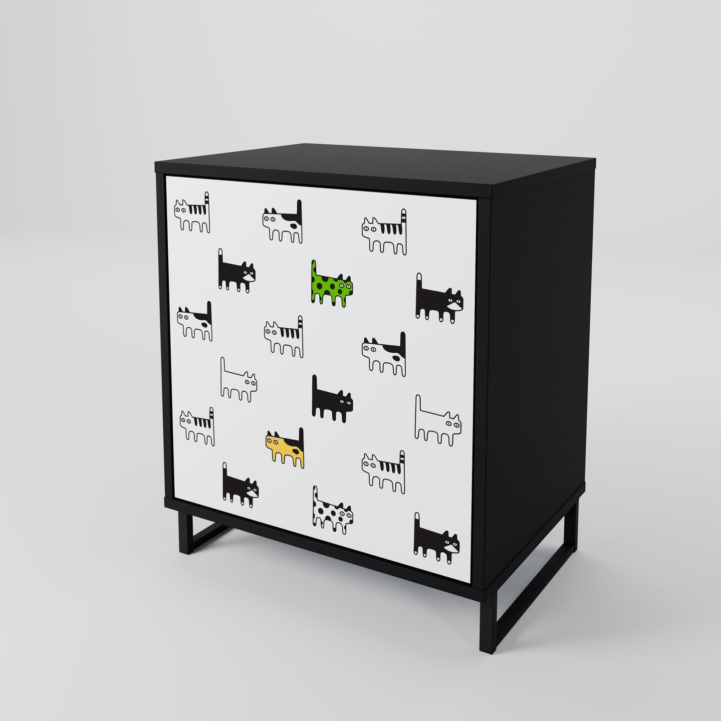 CATS COMPILATION Credenza a 1 anta con finitura nera