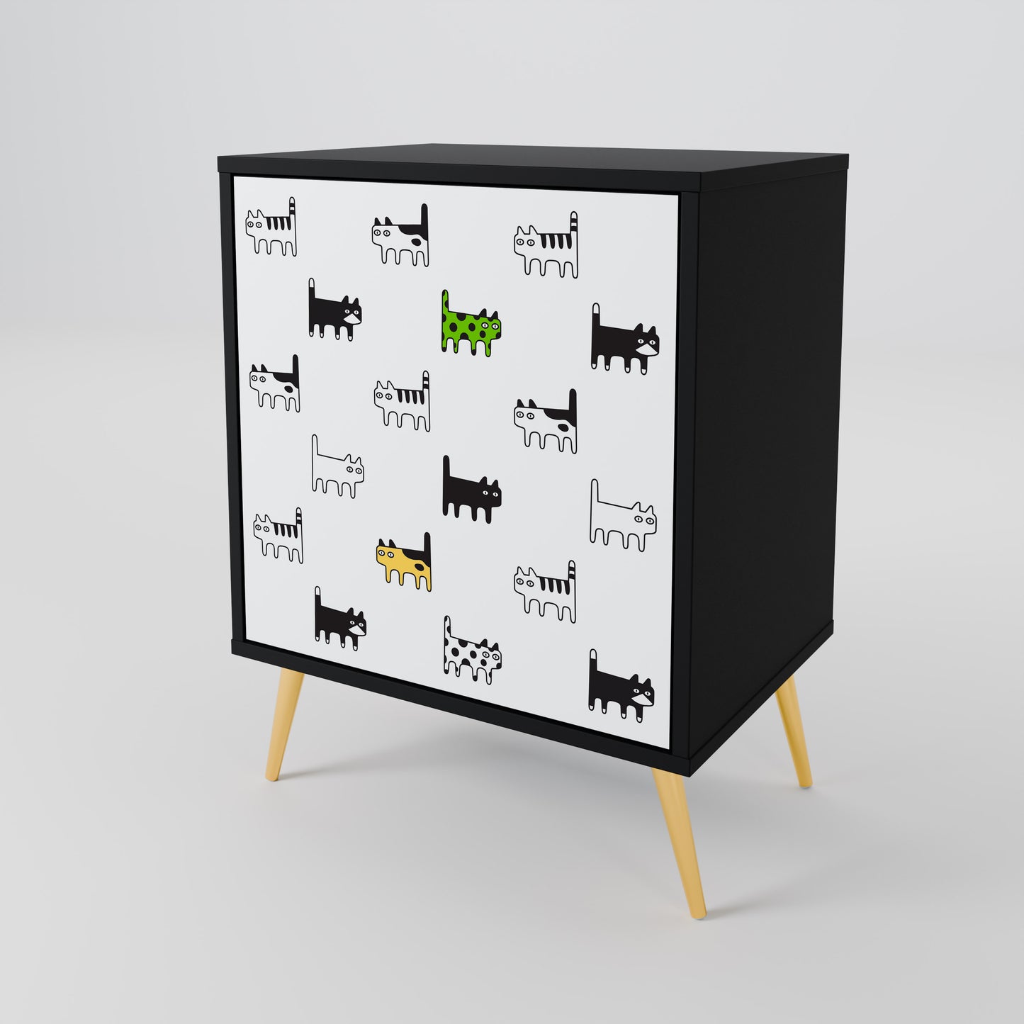 CATS COMPILATION Credenza a 1 anta con finitura nera