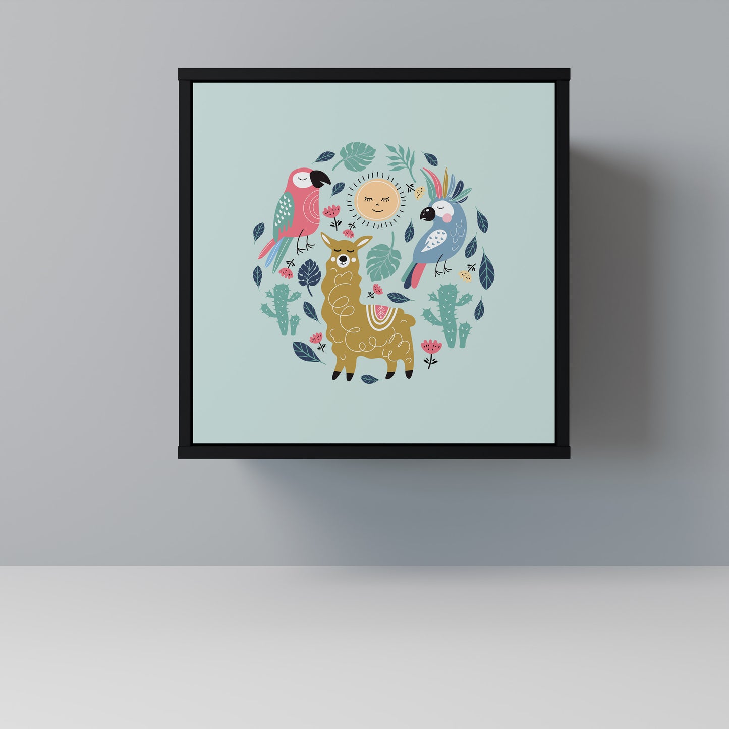 Credenza a 1 anta COLORFUL ALPACAS con finitura nera