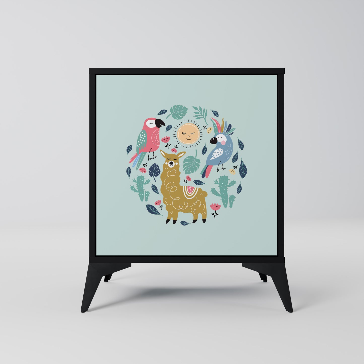 Credenza a 1 anta COLORFUL ALPACAS con finitura nera