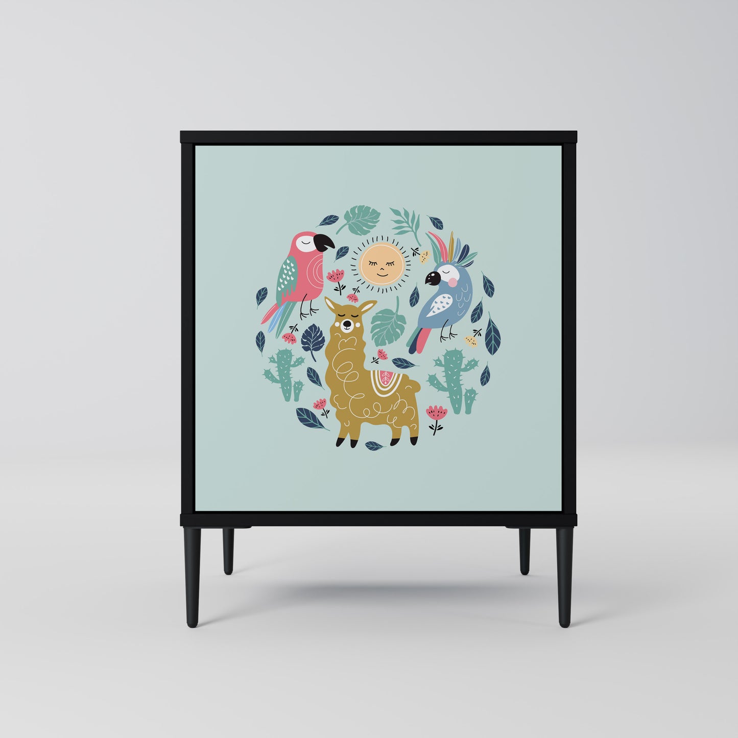 Credenza a 1 anta COLORFUL ALPACAS con finitura nera