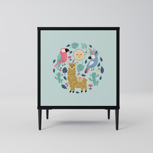 Credenza a 1 anta COLORFUL ALPACAS con finitura nera