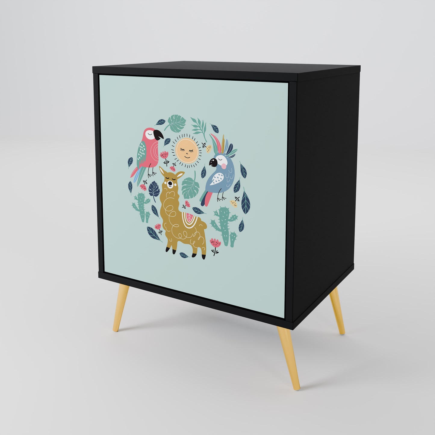 Credenza a 1 anta COLORFUL ALPACAS con finitura nera