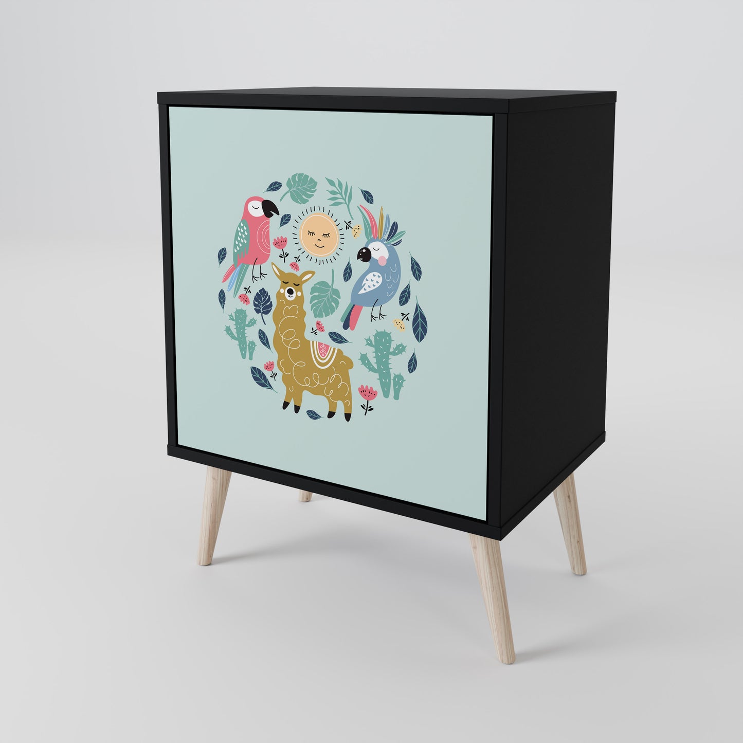 Credenza a 1 anta COLORFUL ALPACAS con finitura nera