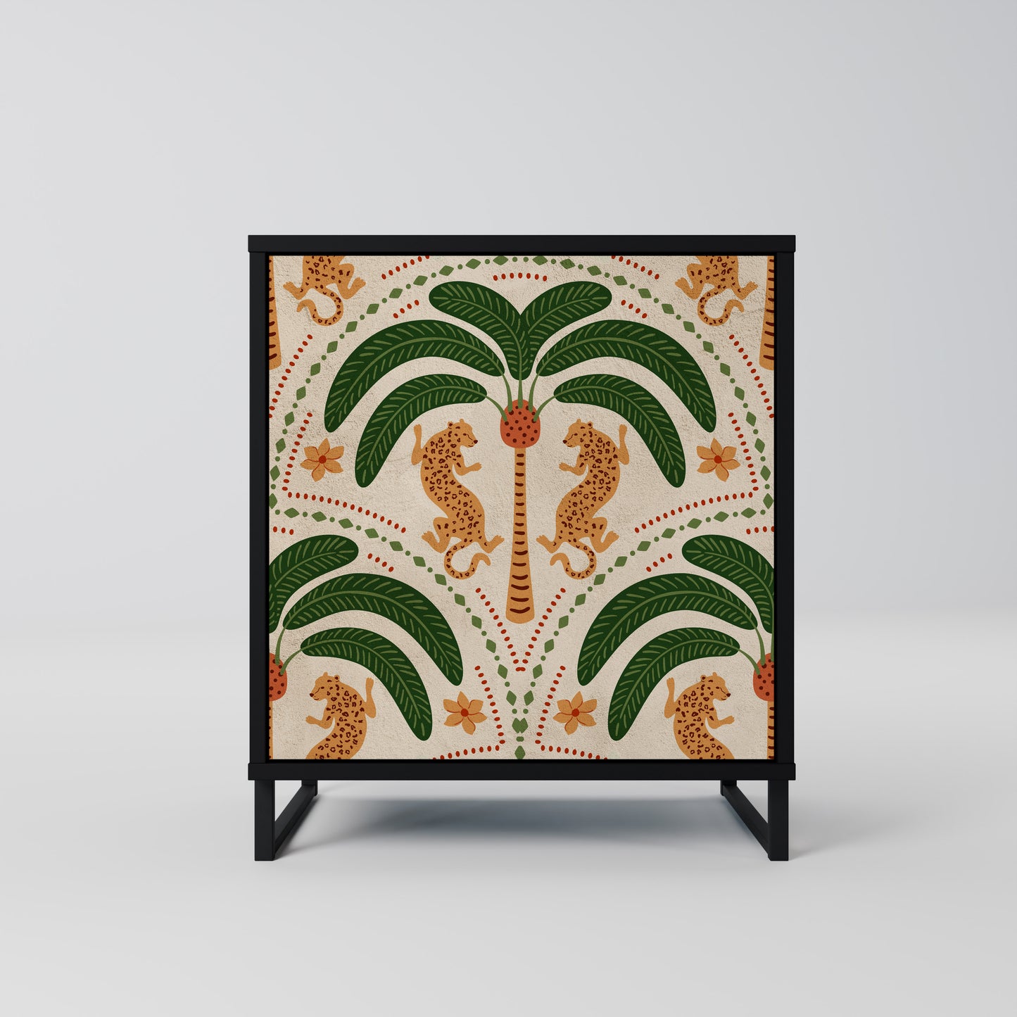 Credenza DANCING PREDATORS a 1 anta con finitura nera