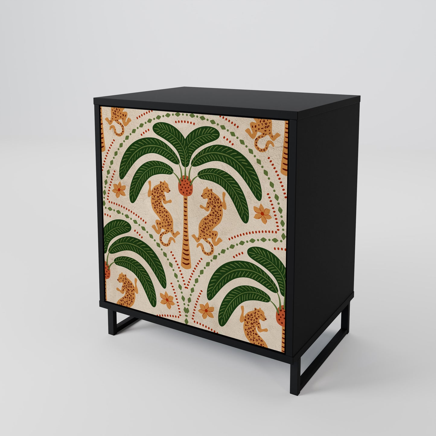 Credenza DANCING PREDATORS a 1 anta con finitura nera