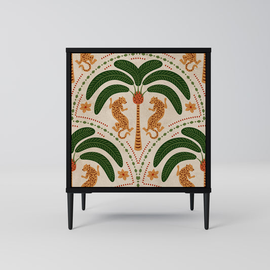 Credenza DANCING PREDATORS a 1 anta con finitura nera