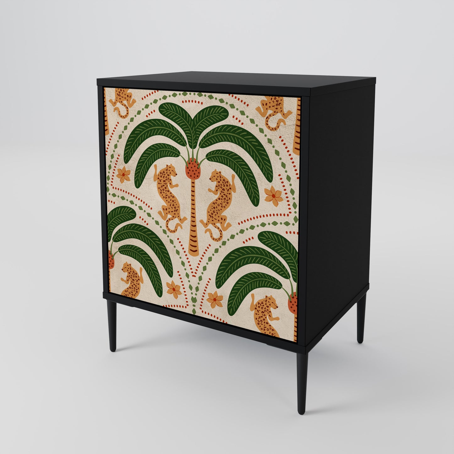 Credenza DANCING PREDATORS a 1 anta con finitura nera