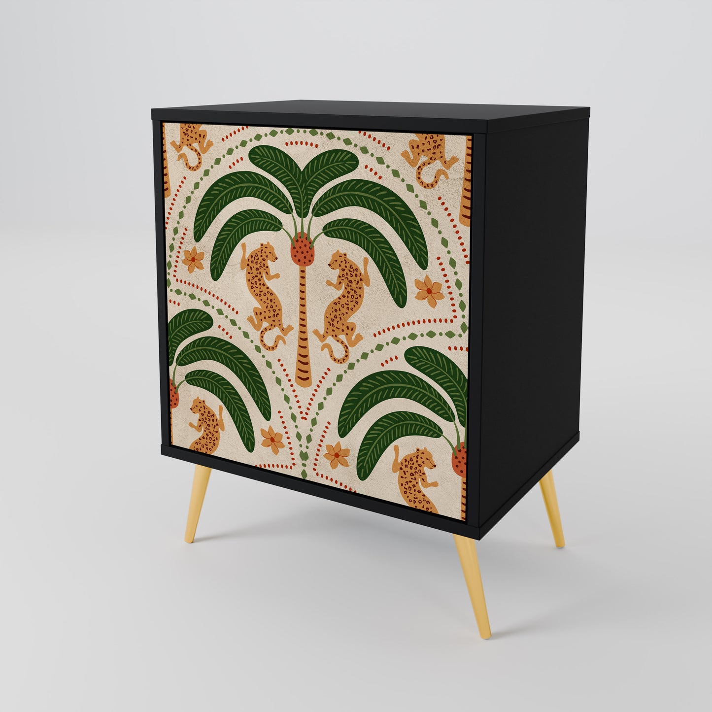 Credenza DANCING PREDATORS a 1 anta con finitura nera