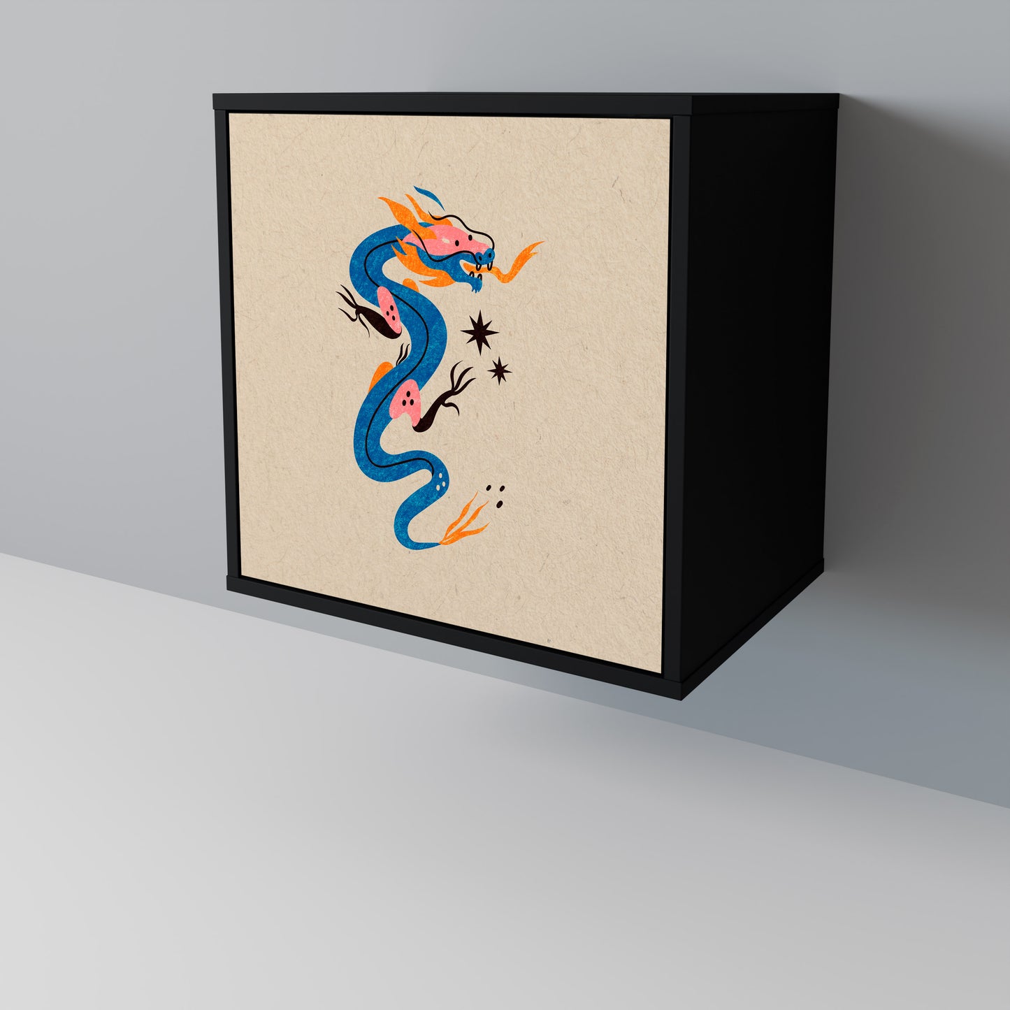 MYTHOLOGICAL CREATURES 1-Door Sideboard in Black Finish