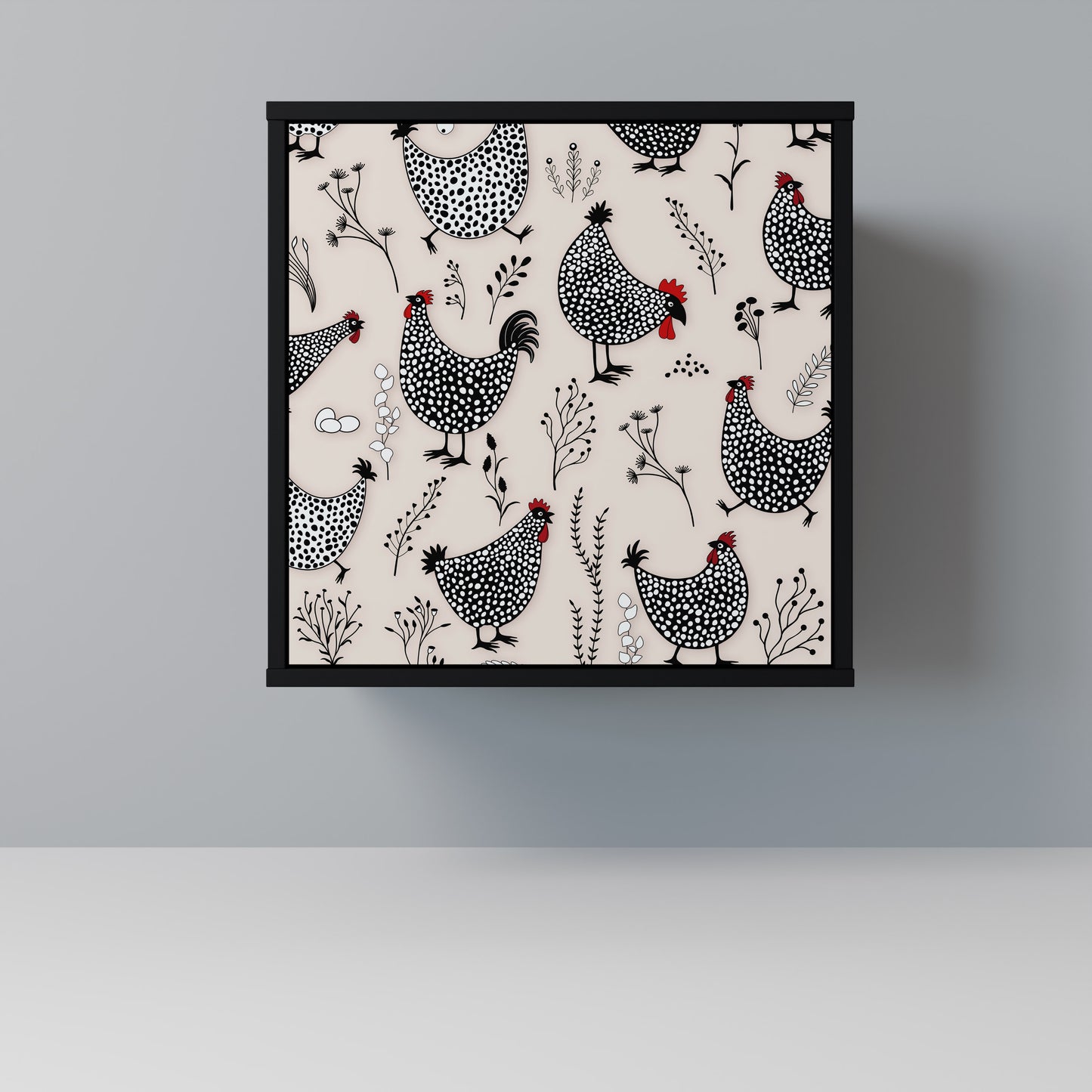 Credenza HAPPY HENS a 1 anta con finitura nera