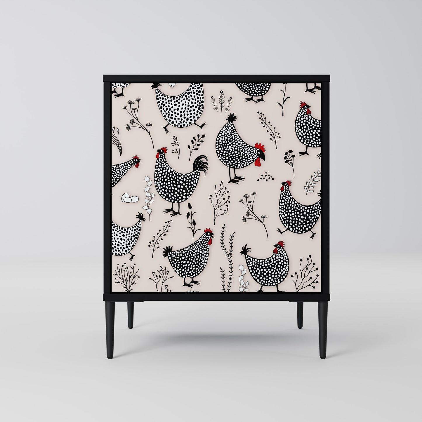 Credenza HAPPY HENS a 1 anta con finitura nera