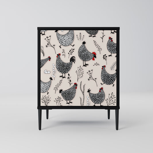 Credenza HAPPY HENS a 1 anta con finitura nera