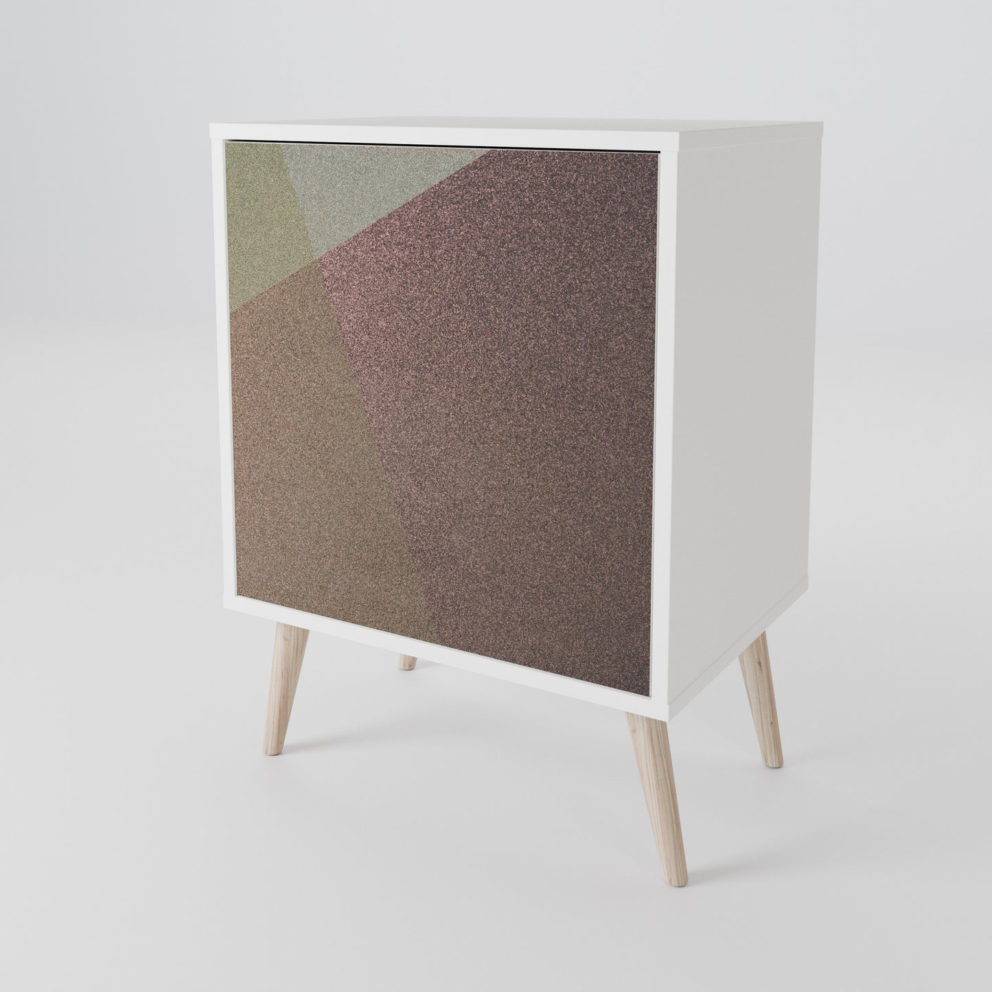 BEIGE GEOMETRY Madia a 1 Anta in Finitura Bianca