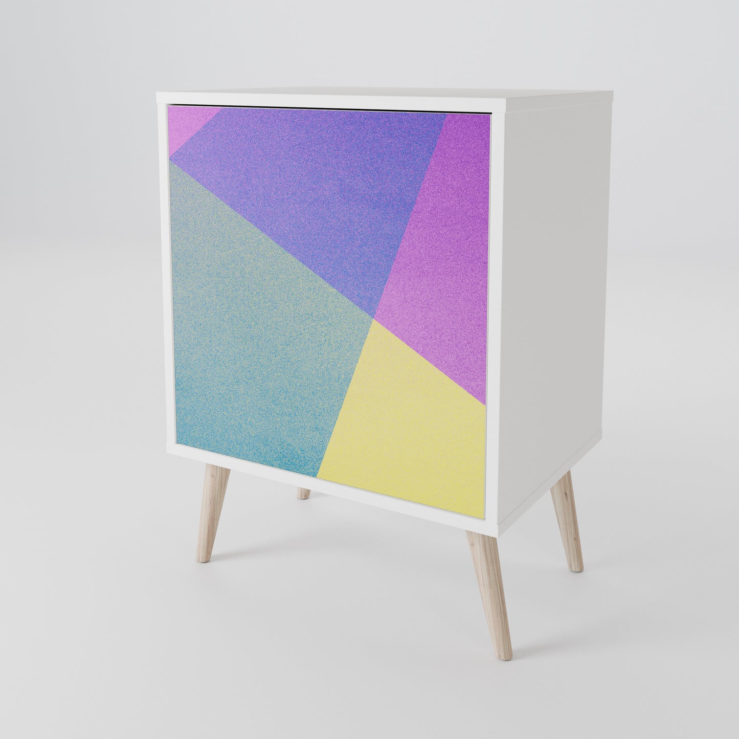 BRIGHT GEOMETRY Madia a 1 Anta in Finitura Bianca